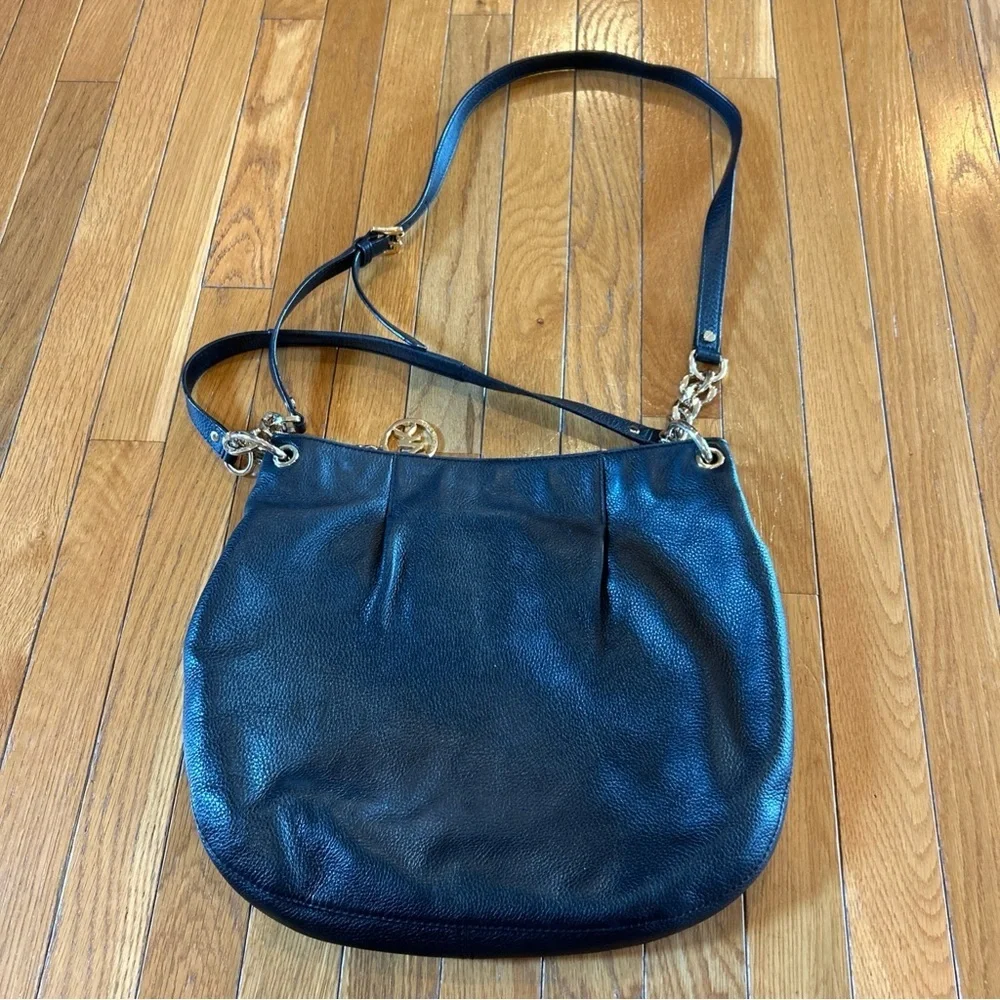 MICHAEL KORS MK Bedford Pebble Leather Lg Convertible Shoulder Bag Black Purse - Picture 5 of 9